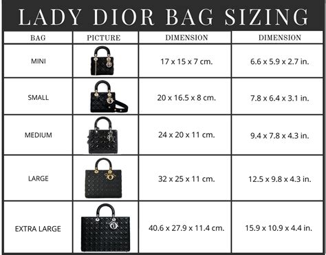 lady dior bag size|lady dior bag size chart.